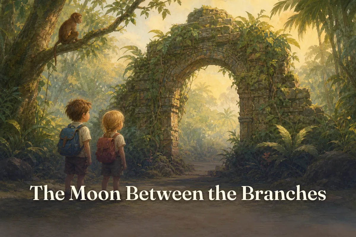 Cover of the children’s story “The Moon Between the Branches”