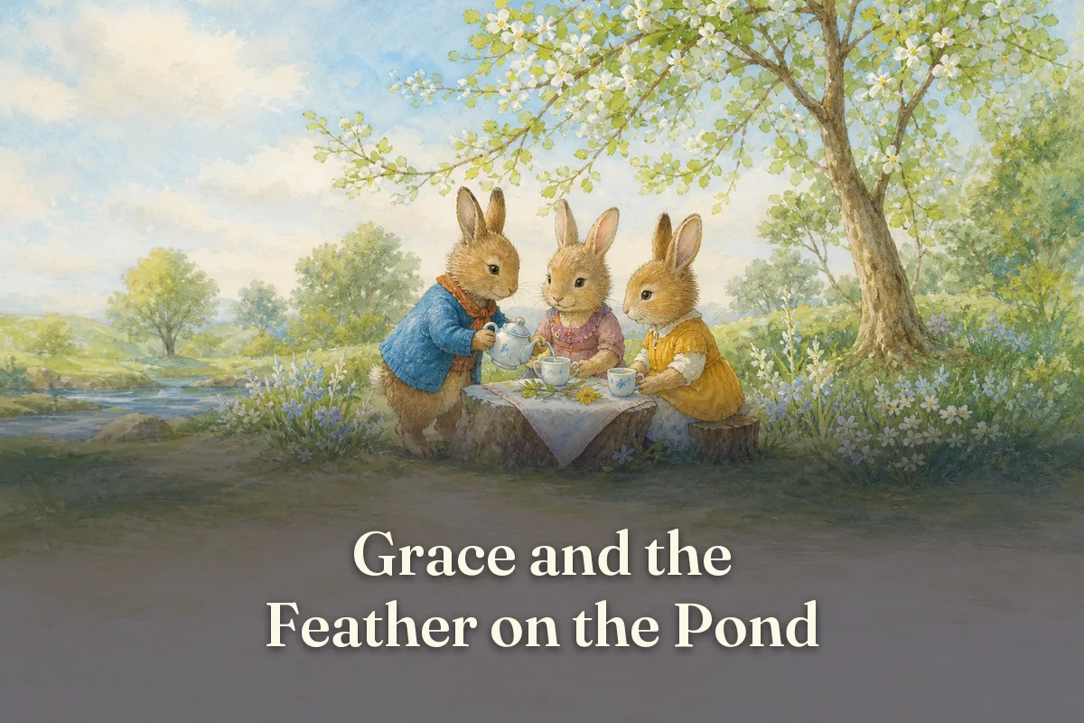 Cover of the children’s story “Grace and the Feather on the Pond”