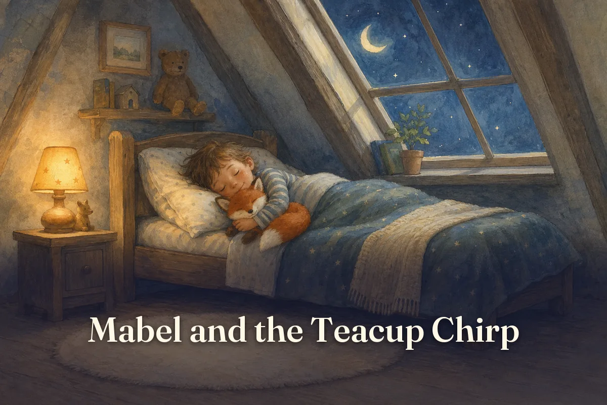 Cover of the children’s story “Mabel and the Teacup Chirp”