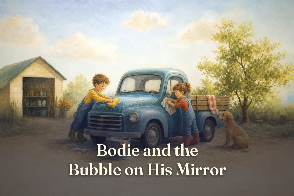 Cover of the children’s story “Bodie and the Bubble on His Mirror”