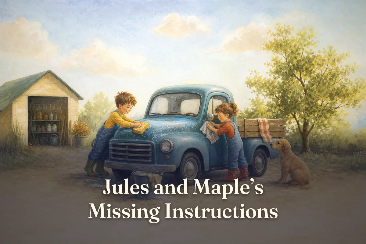 Cover of the children’s story “Jules and Maple’s Missing Instructions”