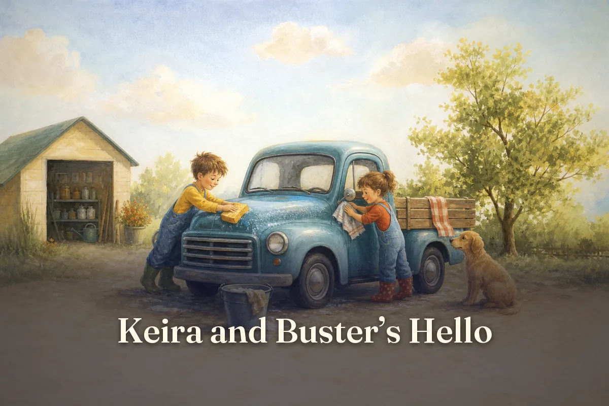 Cover of the children’s story “Keira and Buster’s Hello”