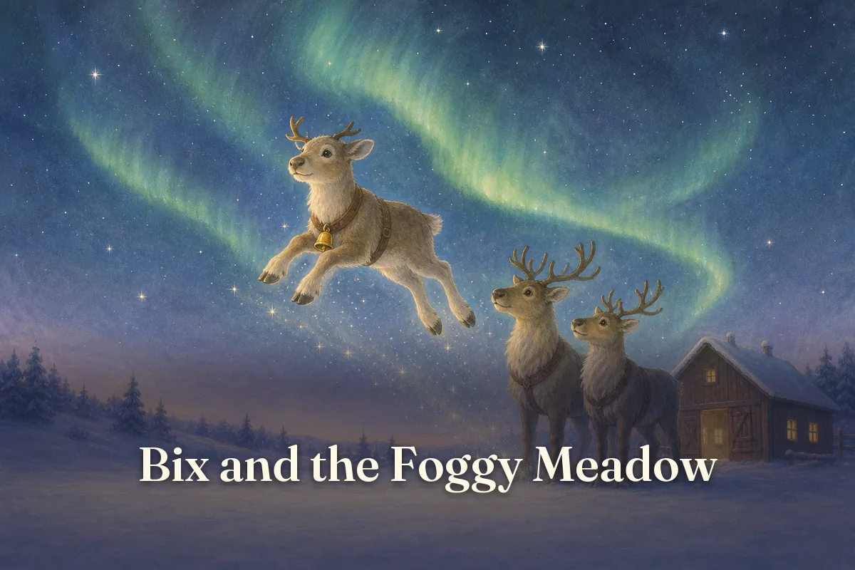 Cover of the children’s story “Bix and the Foggy Meadow”