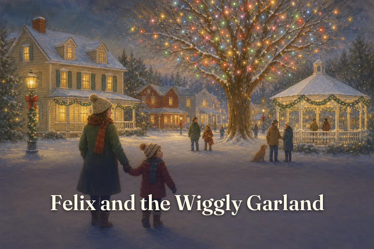 Cover of the children’s story “Felix and the Wiggly Garland”
