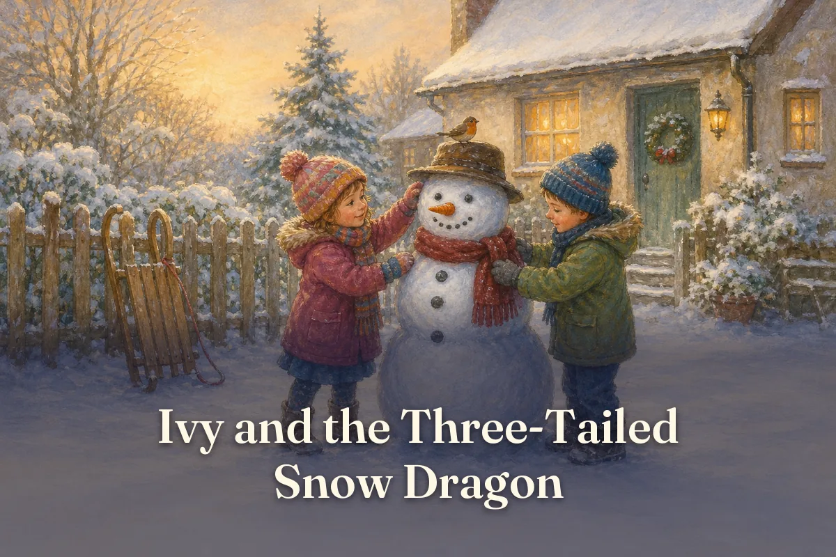 Cover of the children’s story “Ivy and the Three-Tailed Snow Dragon”