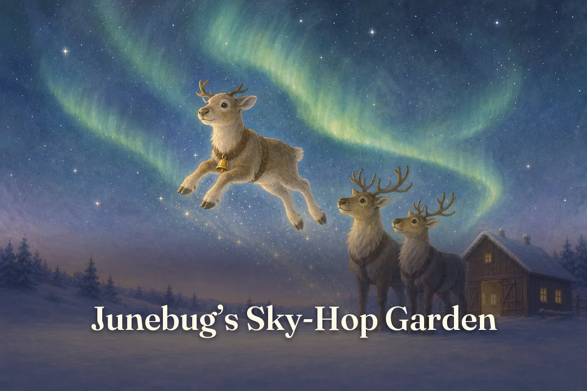 Cover of the children’s story “Junebug’s Sky-Hop Garden”