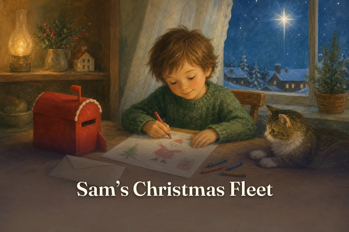 Cover of the children’s story “Sam’s Christmas Fleet”