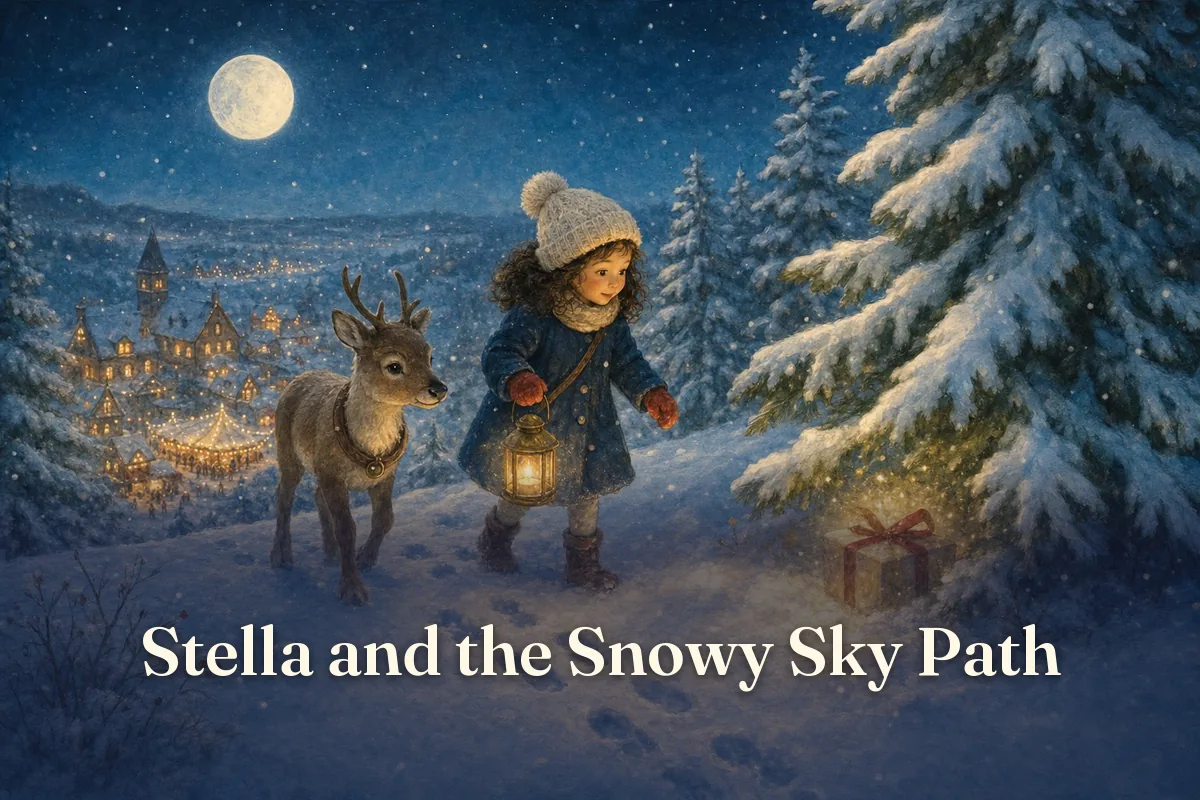 Cover of the children’s story “Stella and the Snowy Sky Path”