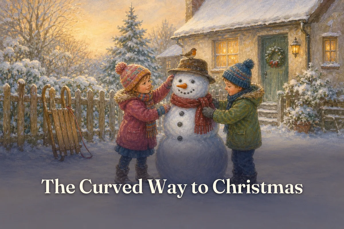 Cover of the children’s story “The Curved Way to Christmas”