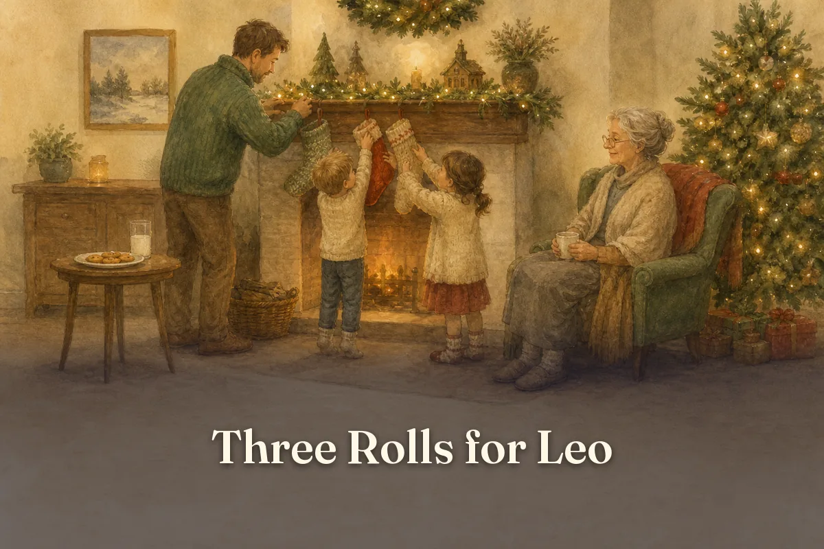 Cover of the children’s story “Three Rolls for Leo”