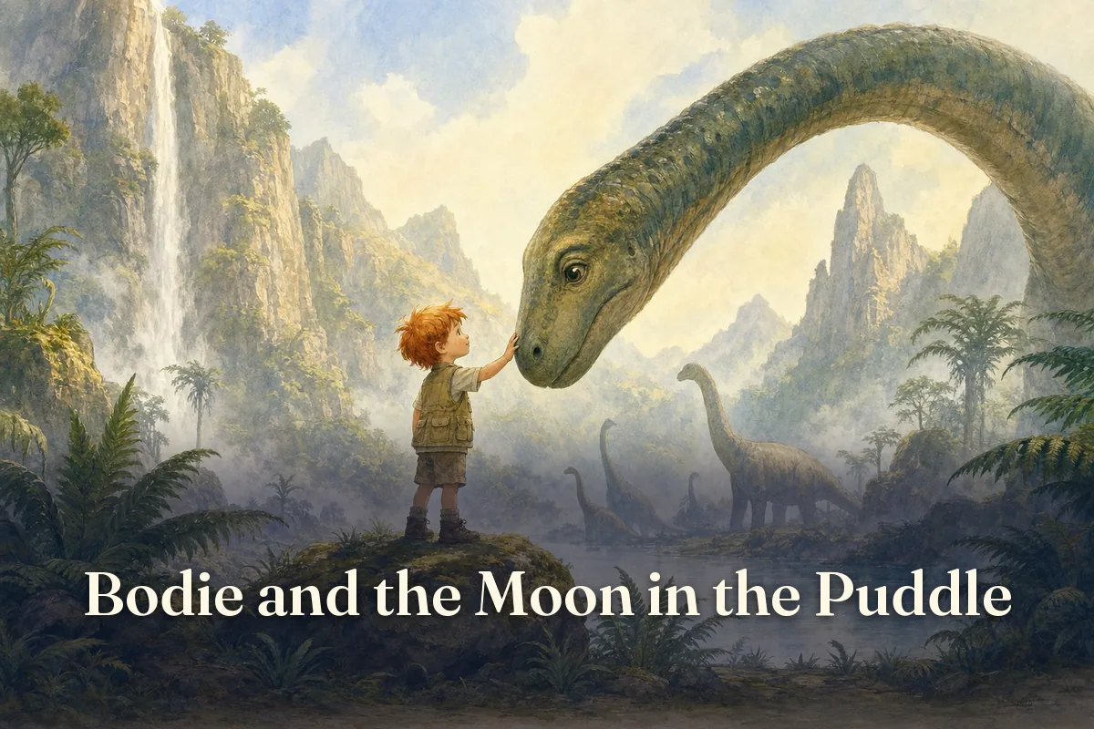 Cover of the children’s story “Bodie and the Moon in the Puddle”