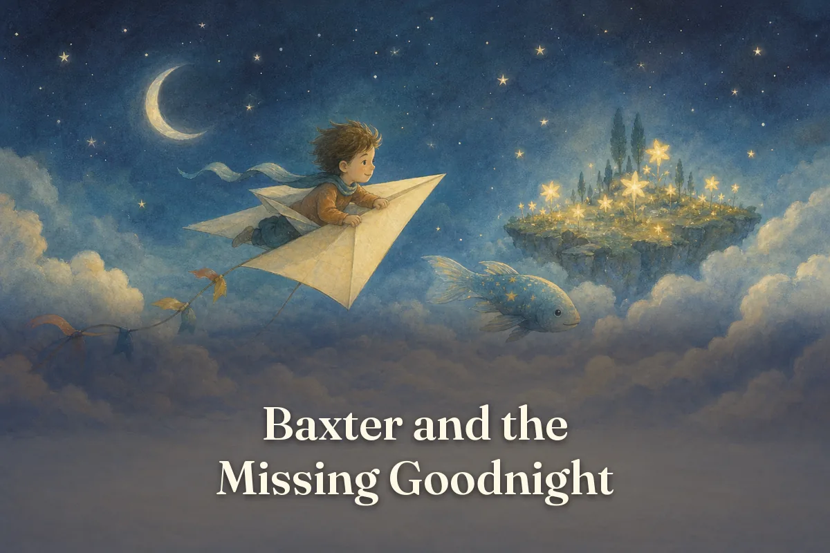 Cover of the children’s story “Baxter and the Missing Goodnight”