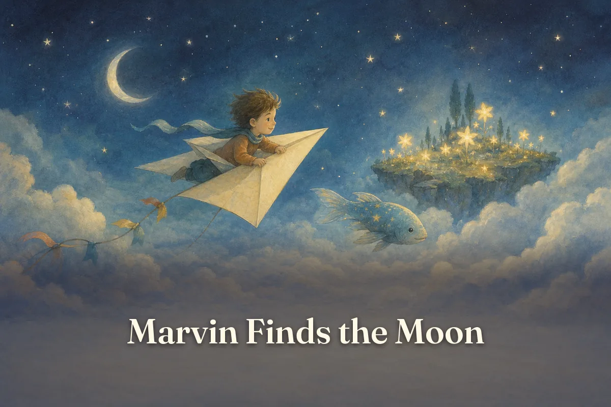 Cover of the children’s story “Marvin Finds the Moon”