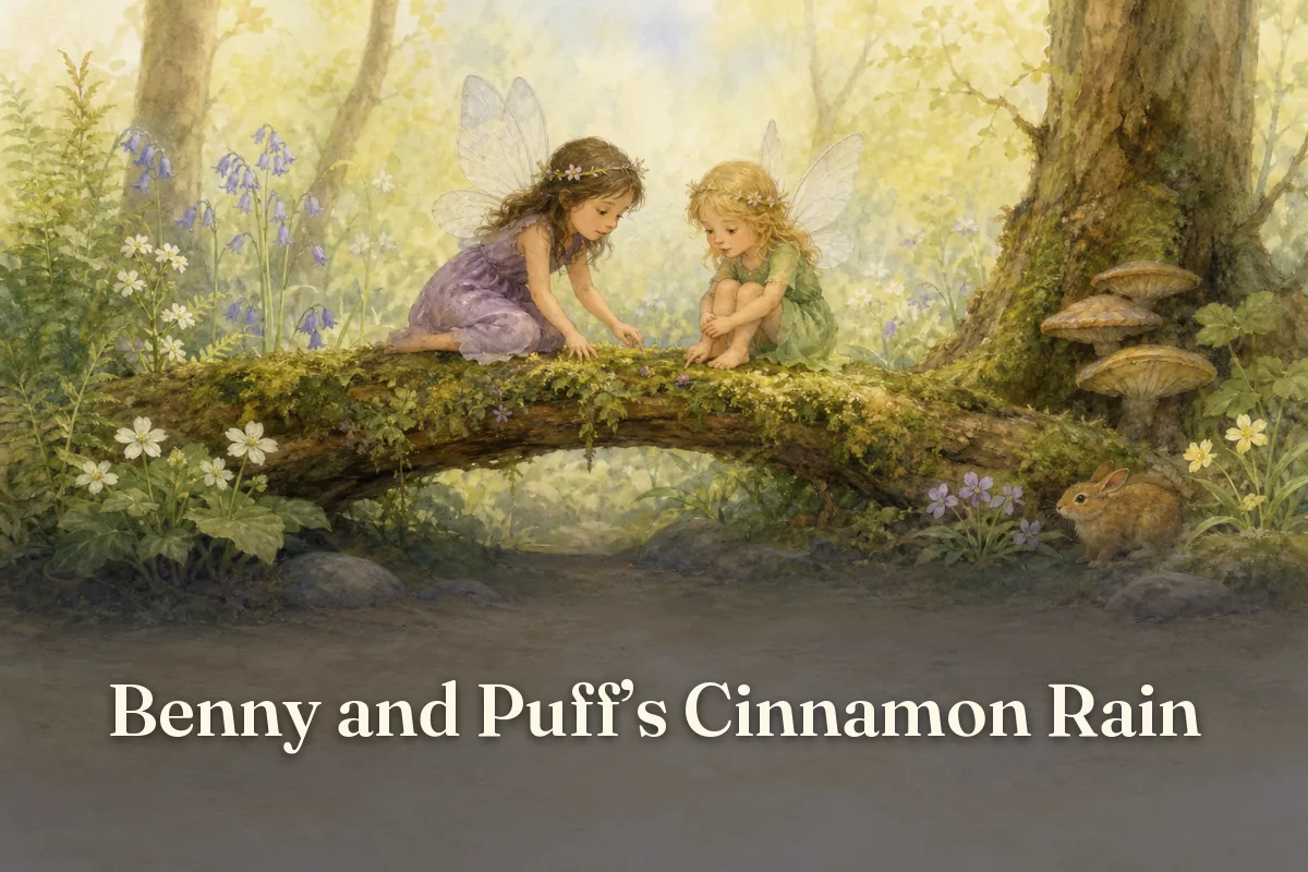 Cover of the children’s story “Benny and Puff’s Cinnamon Rain”