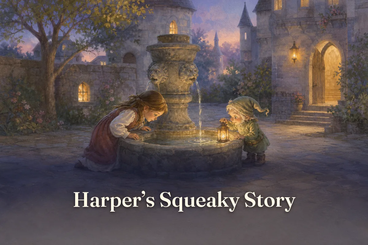Cover of the children’s story “Harper’s Squeaky Story”