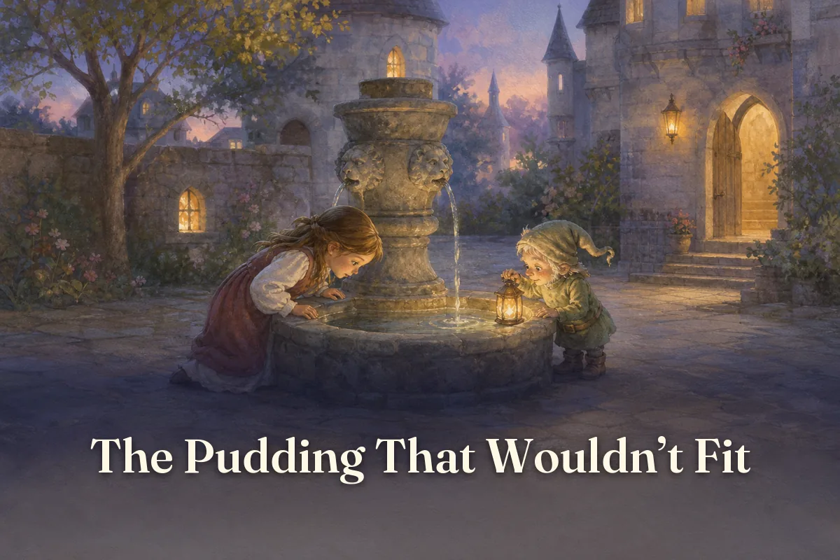 Cover of the children’s story “The Pudding That Wouldn’t Fit”