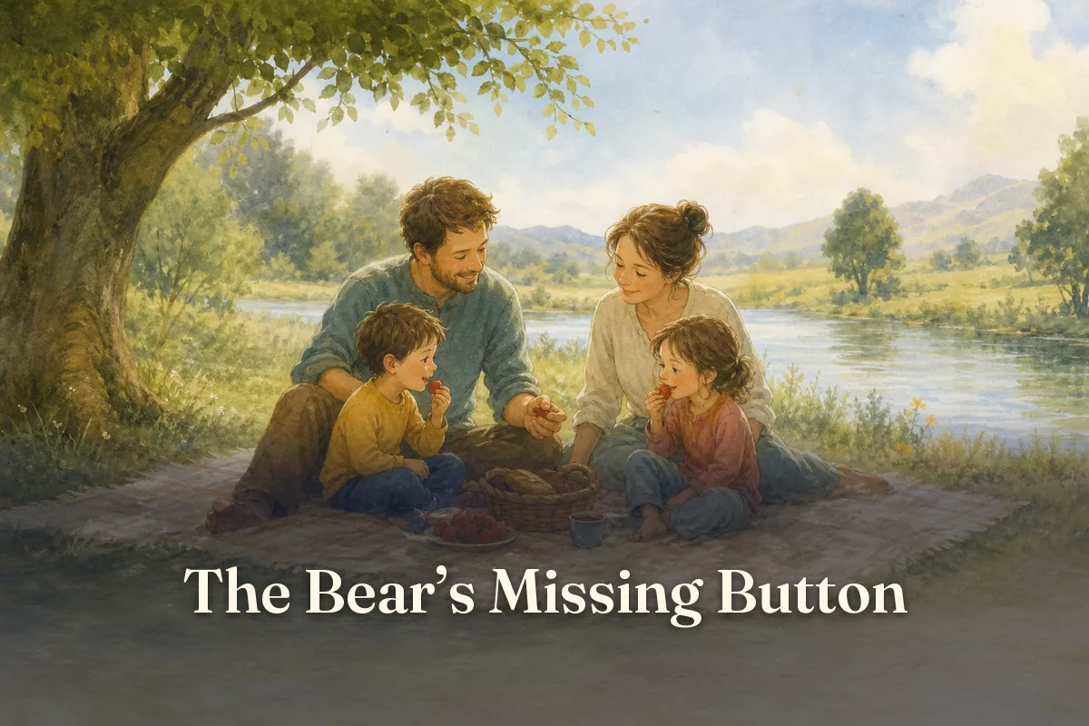 Cover of the children’s story “The Bear’s Missing Button”