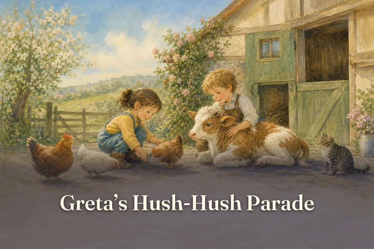 Cover of the children’s story “Greta’s Hush-Hush Parade”