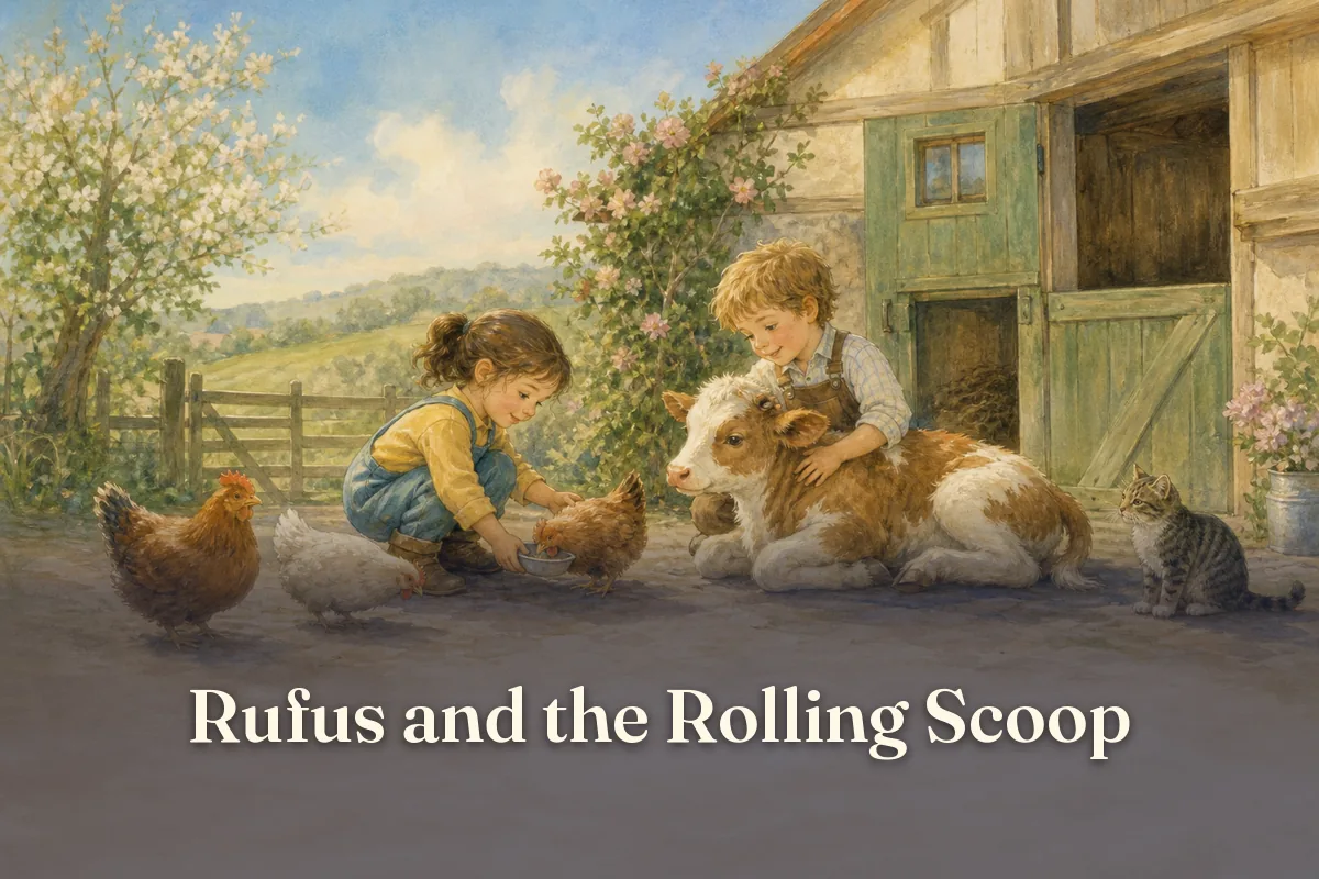 Cover of the children’s story “Rufus and the Rolling Scoop”