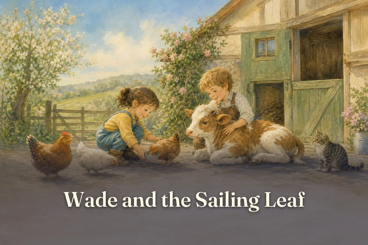 Cover of the children’s story “Wade and the Sailing Leaf”