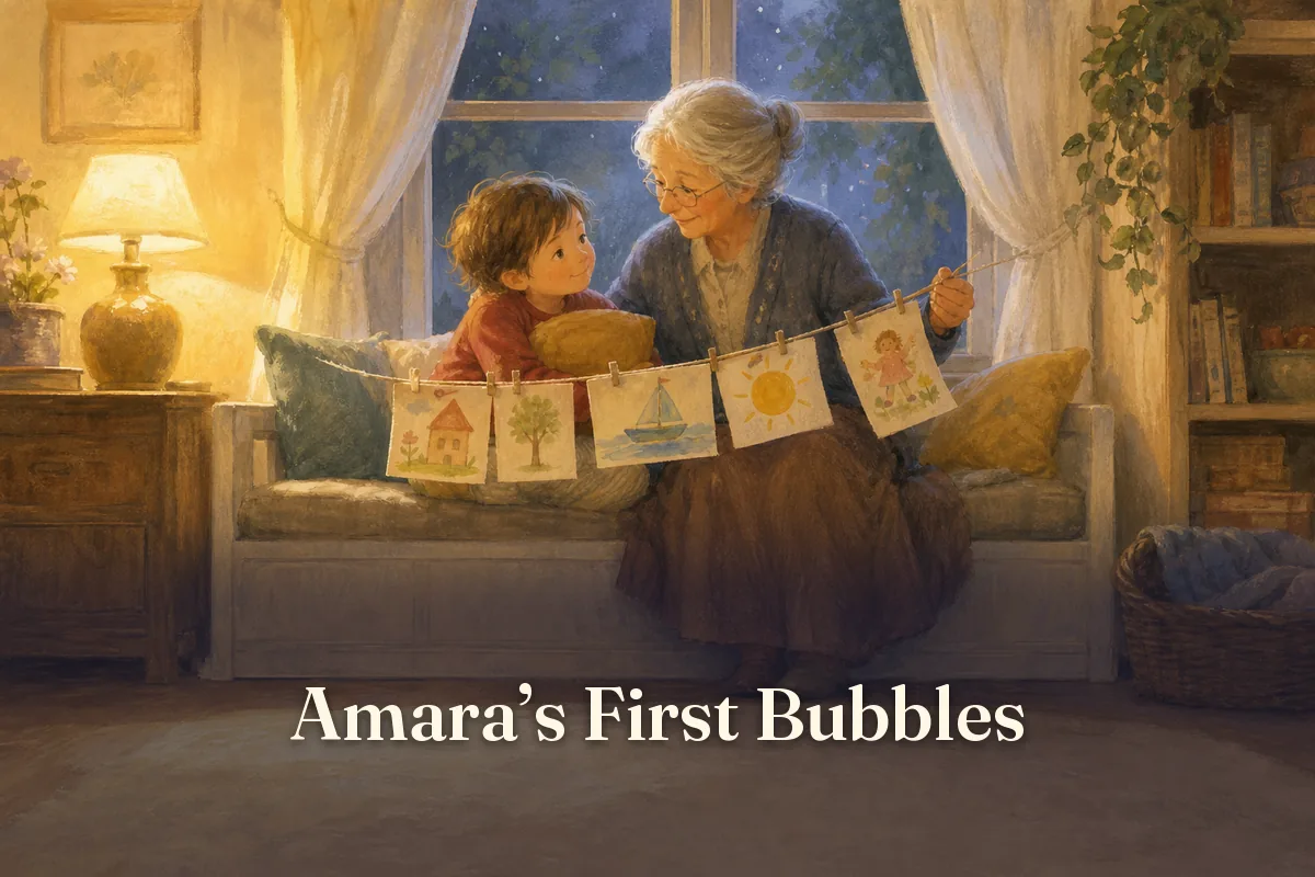 Cover of the children’s story “Amara’s First Bubbles”