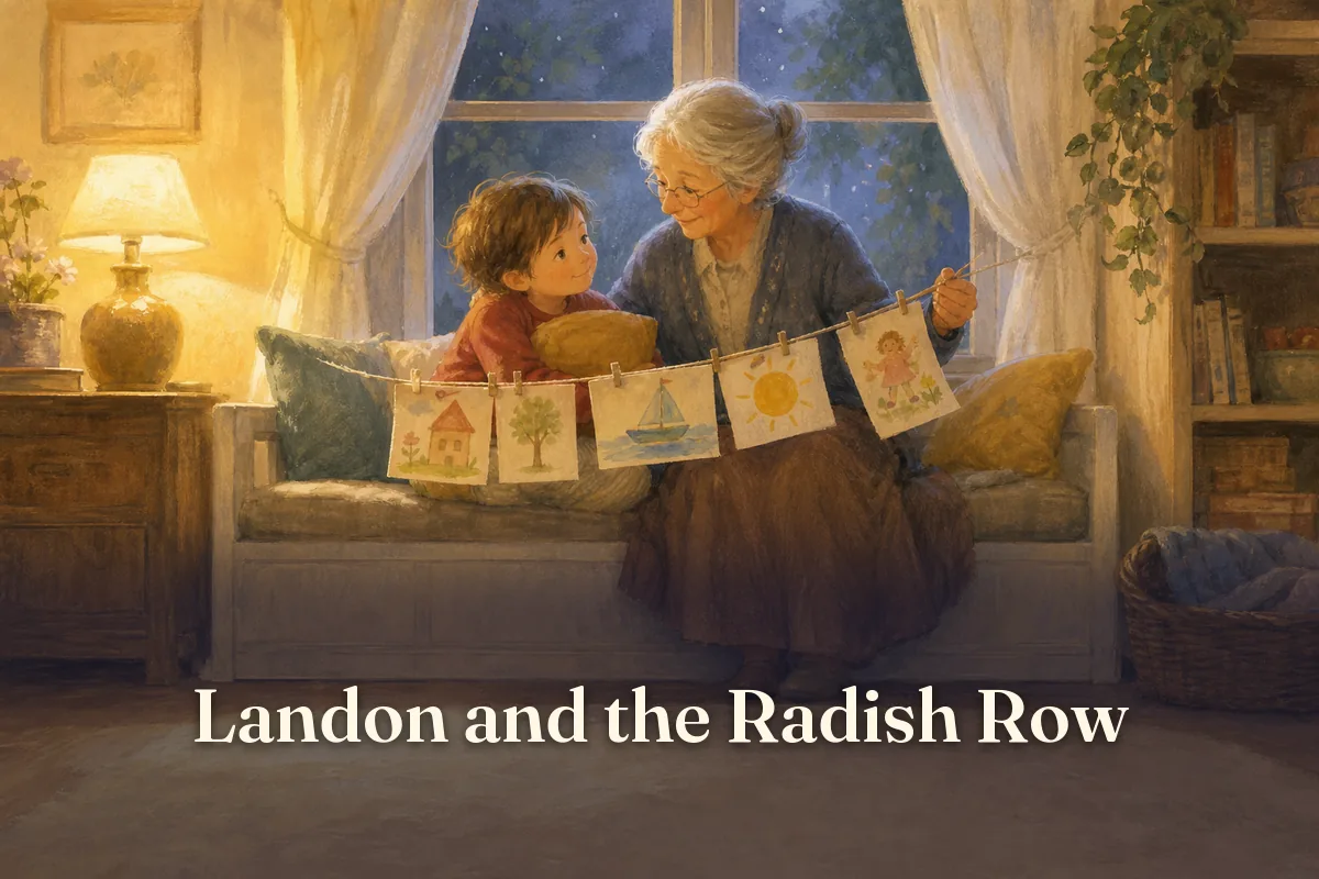 Cover of the children’s story “Landon and the Radish Row”