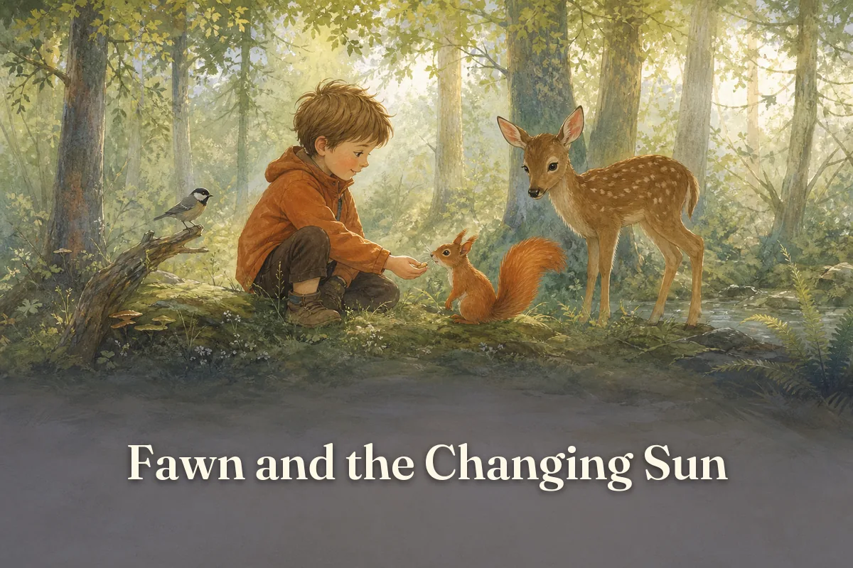 Cover of the children’s story “Fawn and the Changing Sun”