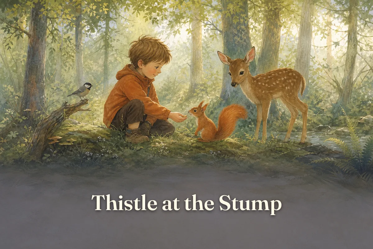 Cover of the children’s story “Thistle at the Stump”