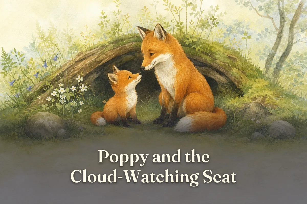 Cover of the children’s story “Poppy and the Cloud-Watching Seat”