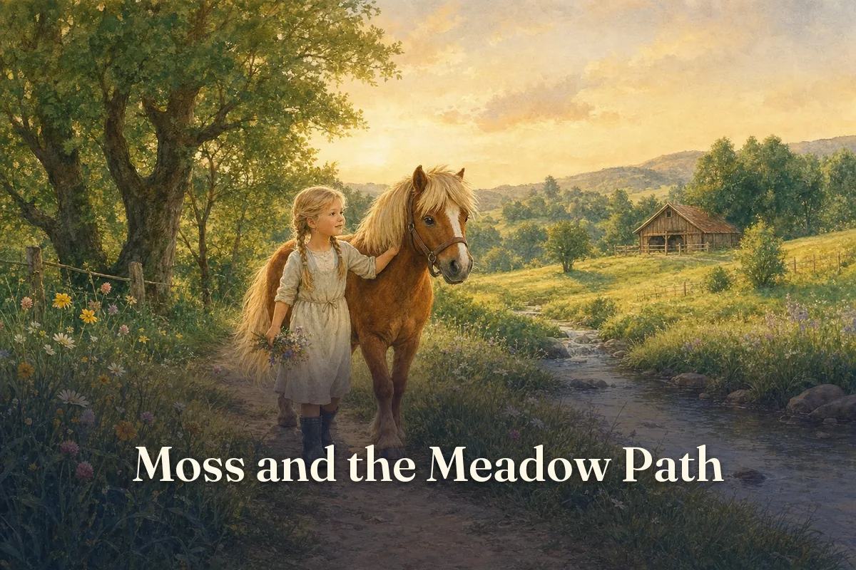 Cover of the children’s story “Moss and the Meadow Path”