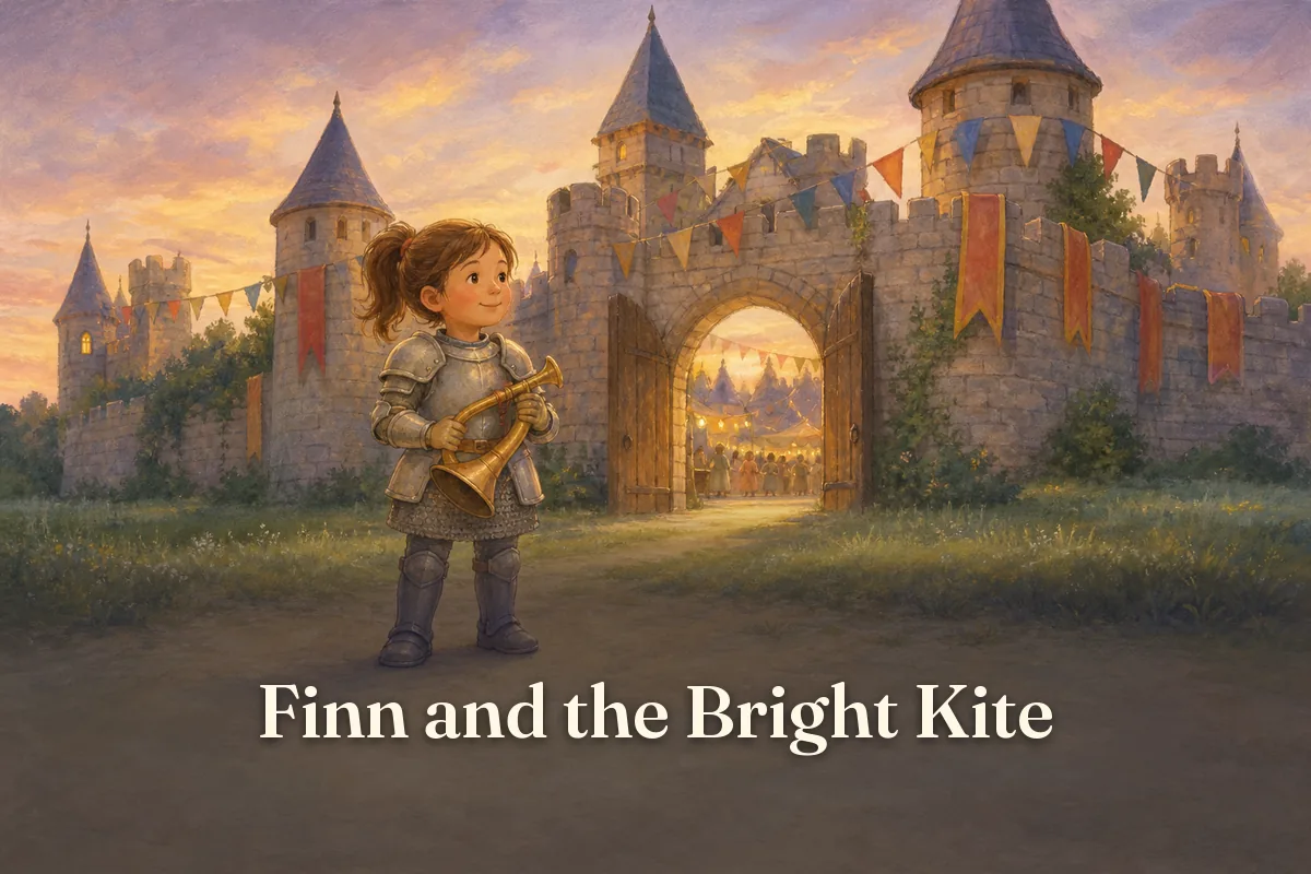 Cover of the children’s story “Finn and the Bright Kite”