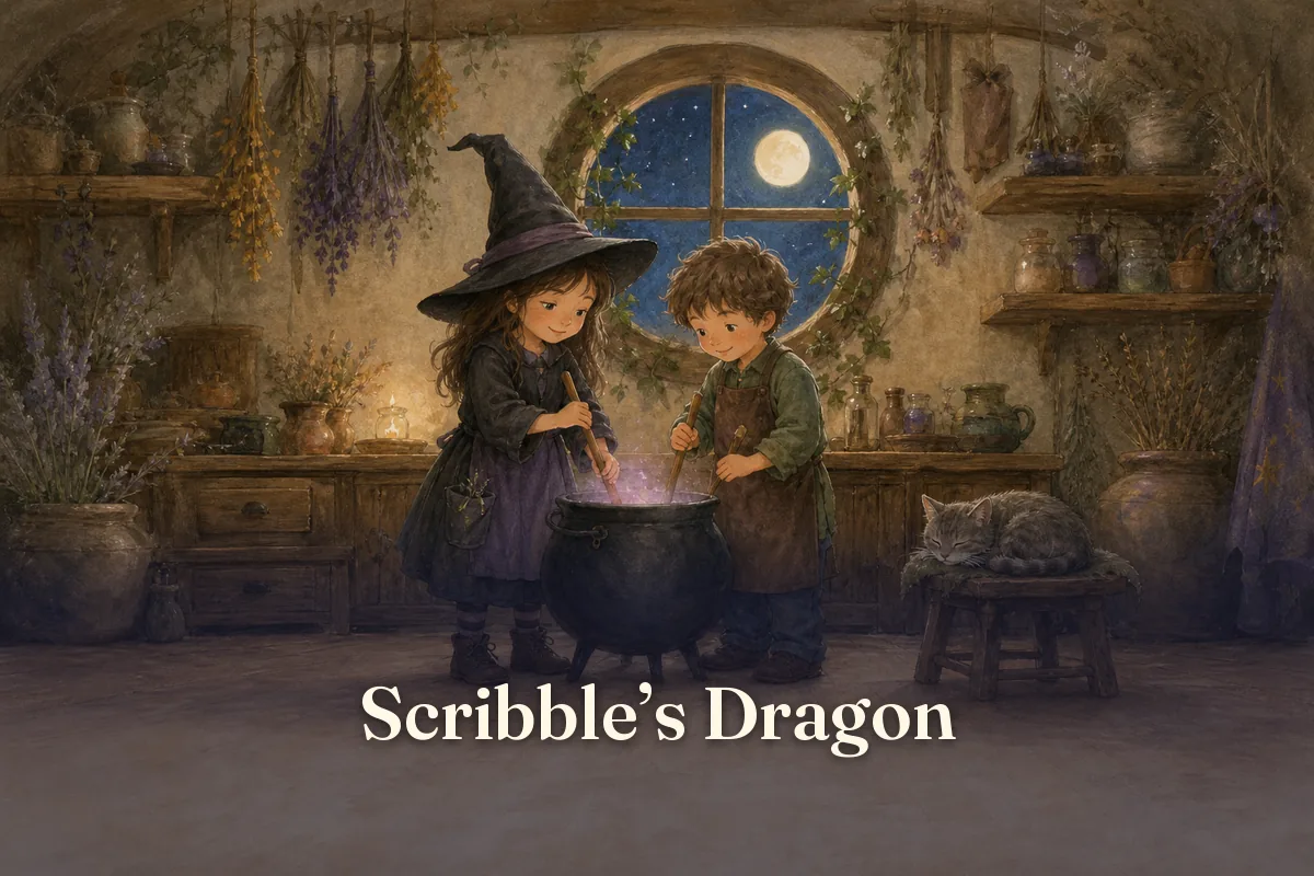 Cover of the children’s story “Scribble’s Dragon”