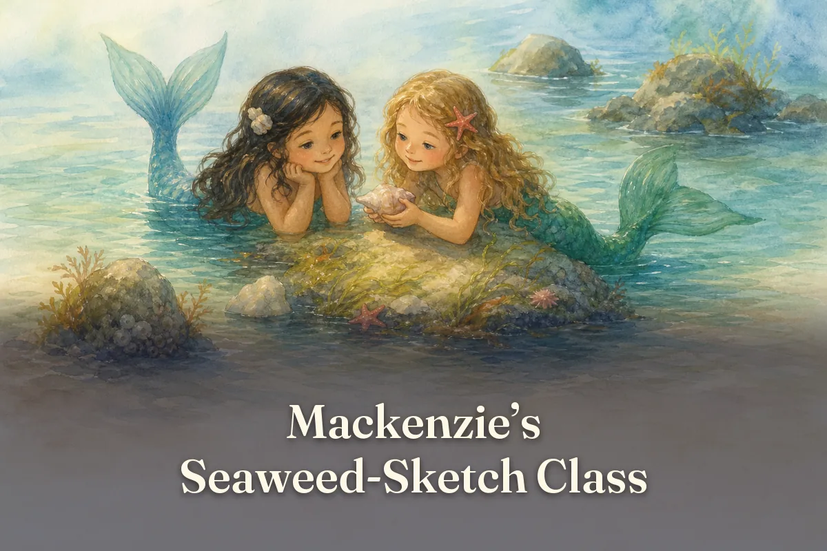 Cover of the children’s story “Mackenzie’s Seaweed-Sketch Class”