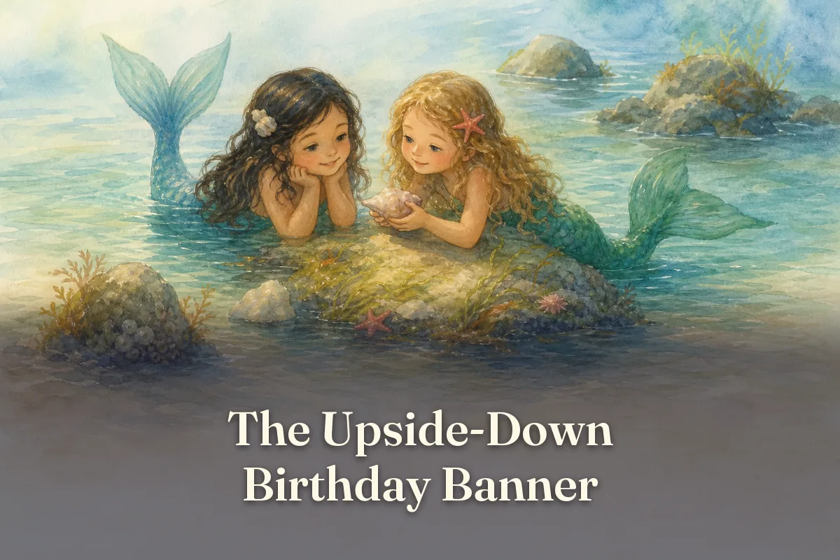 Cover of the children’s story “The Upside-Down Birthday Banner”