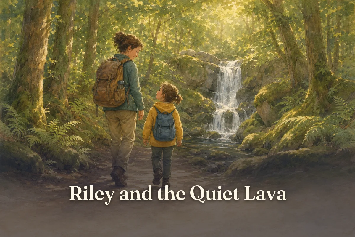 Cover of the children’s story “Riley and the Quiet Lava”