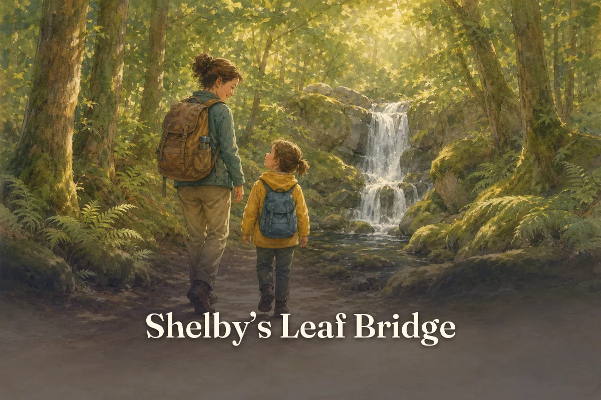 Cover of the children’s story “Shelby’s Leaf Bridge”