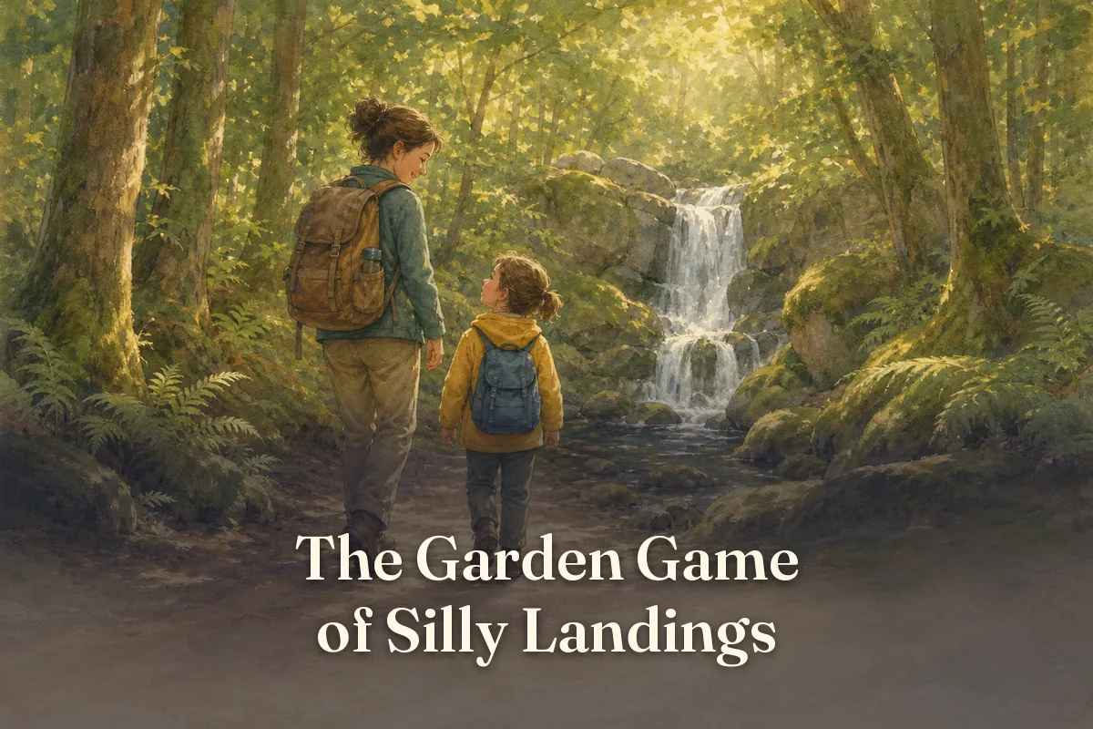 Cover of the children’s story “The Garden Game of Silly Landings”