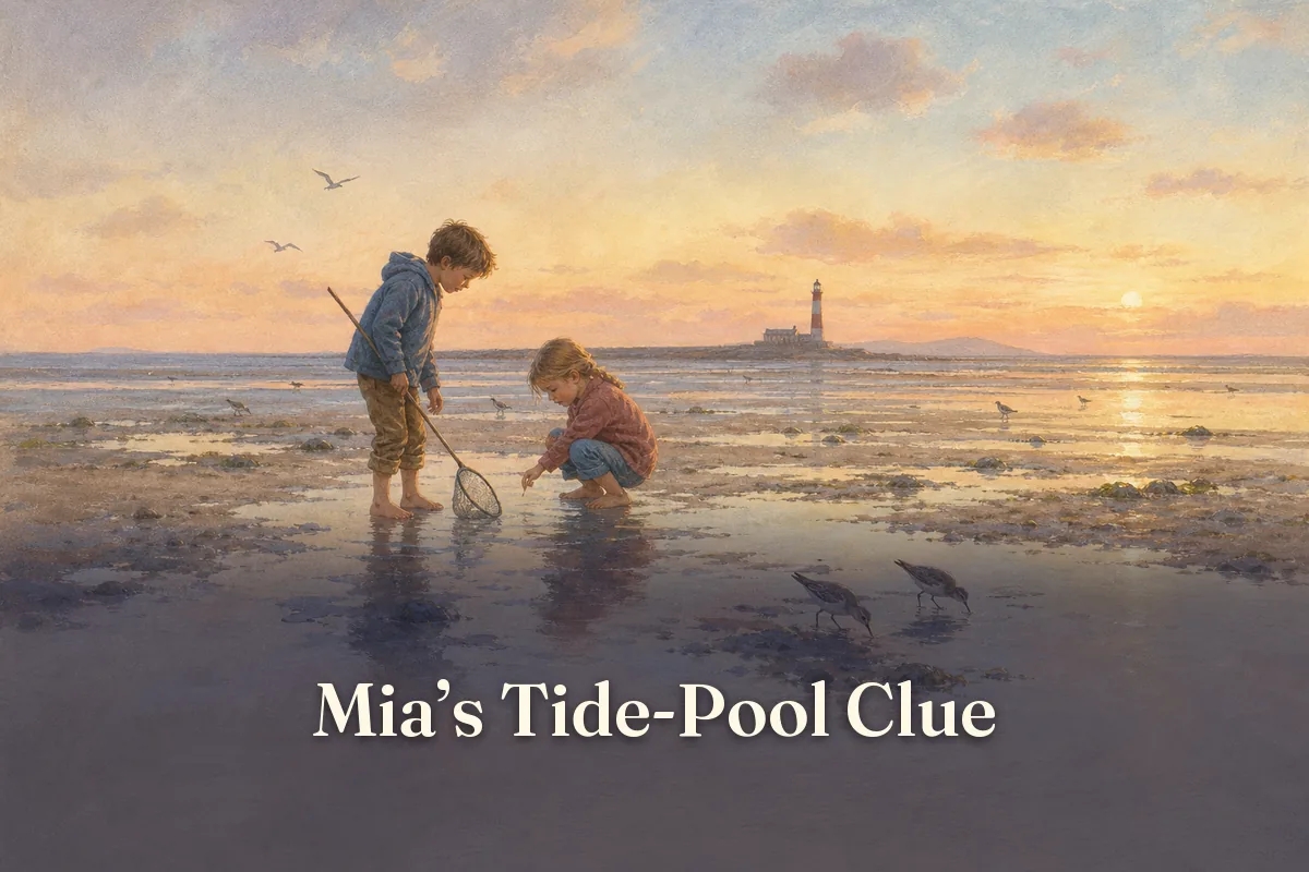 Cover of the children’s story “Mia’s Tide-Pool Clue”