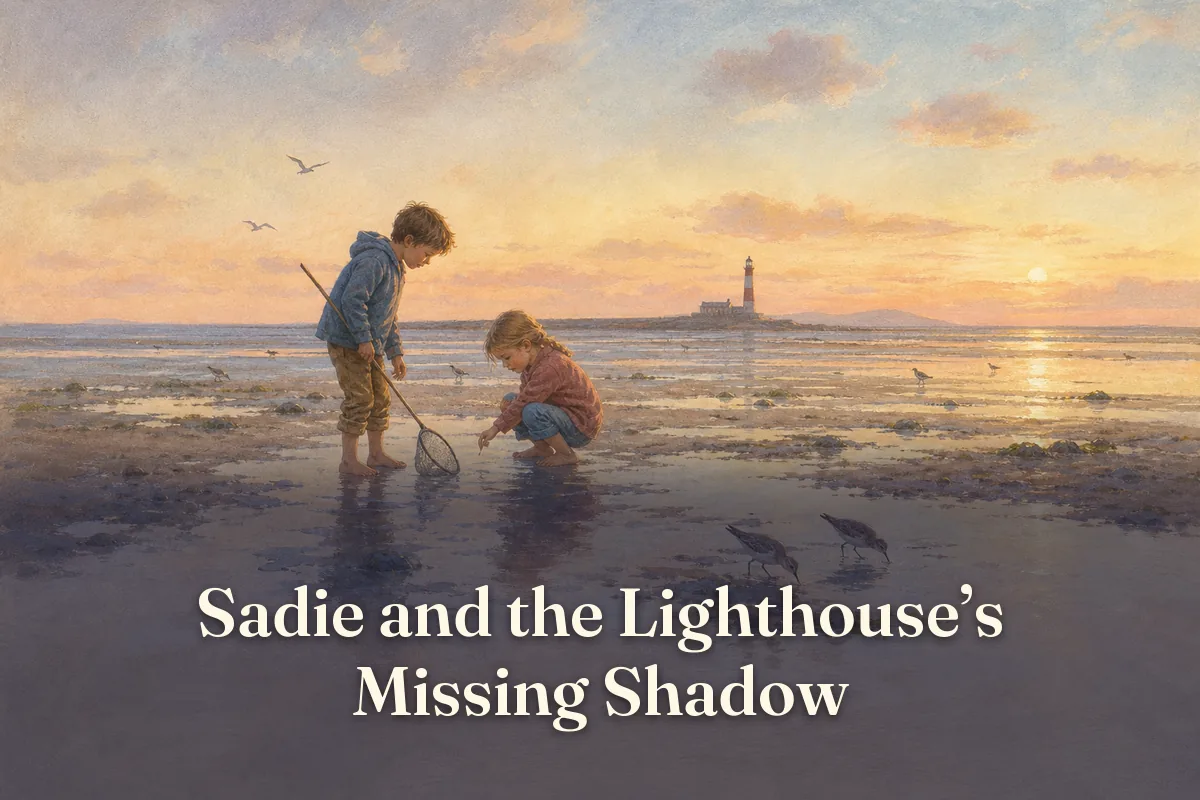 Cover of the children’s story “Sadie and the Lighthouse’s Missing Shadow”
