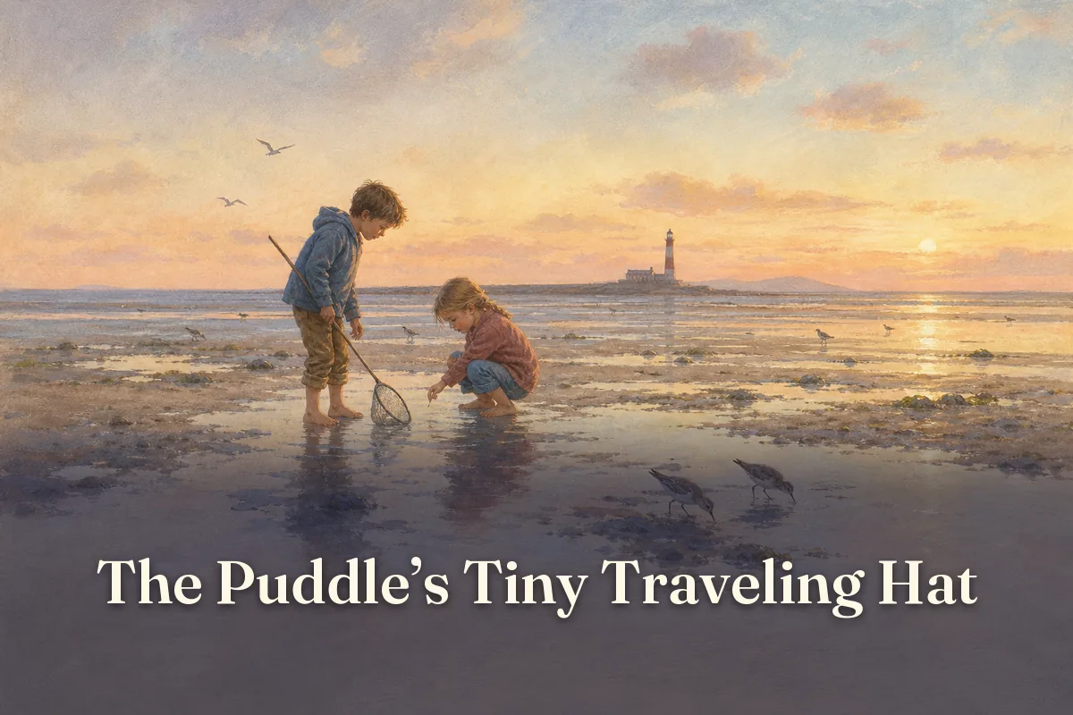 Cover of the children’s story “The Puddle’s Tiny Traveling Hat”