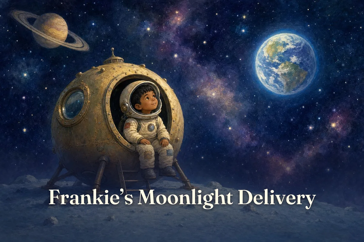 Cover of the children’s story “Frankie’s Moonlight Delivery”