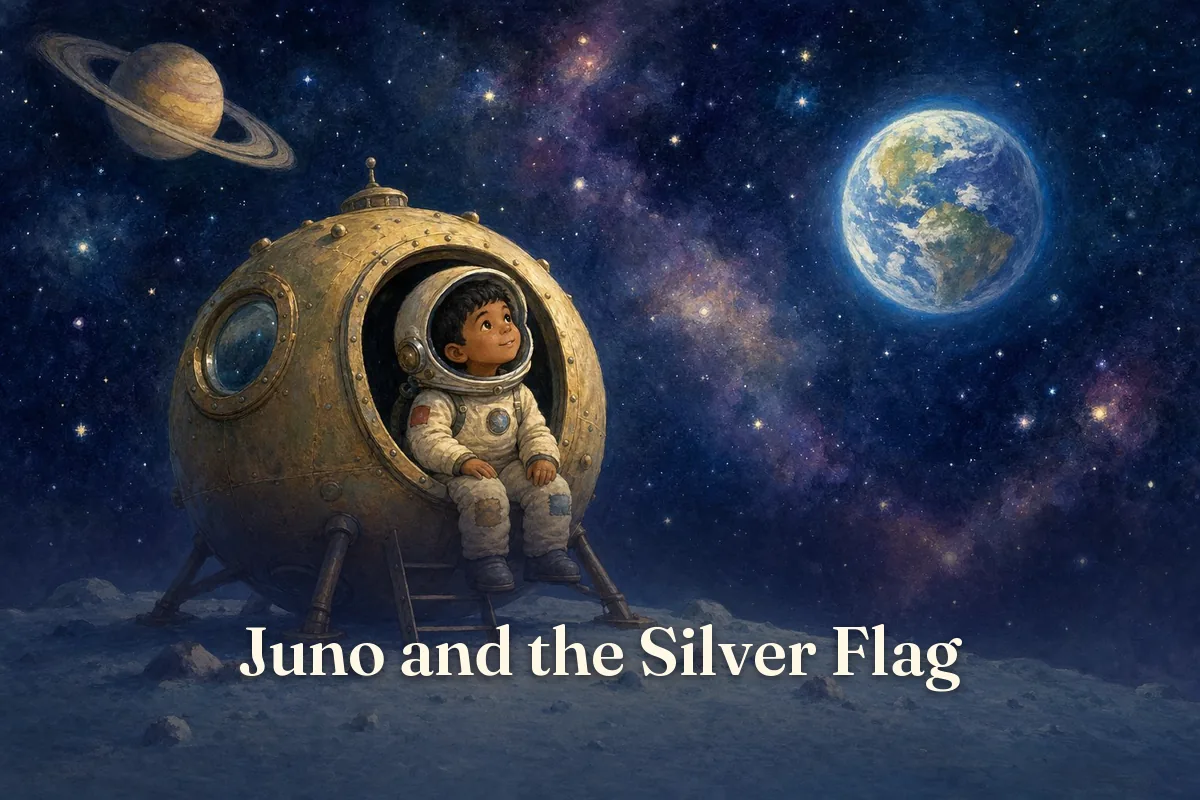 Cover of the children’s story “Juno and the Silver Flag”