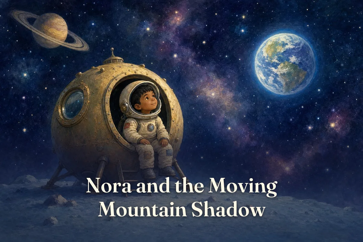 Cover of the children’s story “Nora and the Moving Mountain Shadow”