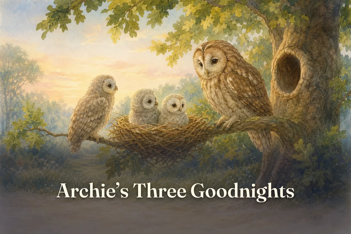 Cover of the children’s story “Archie’s Three Goodnights”