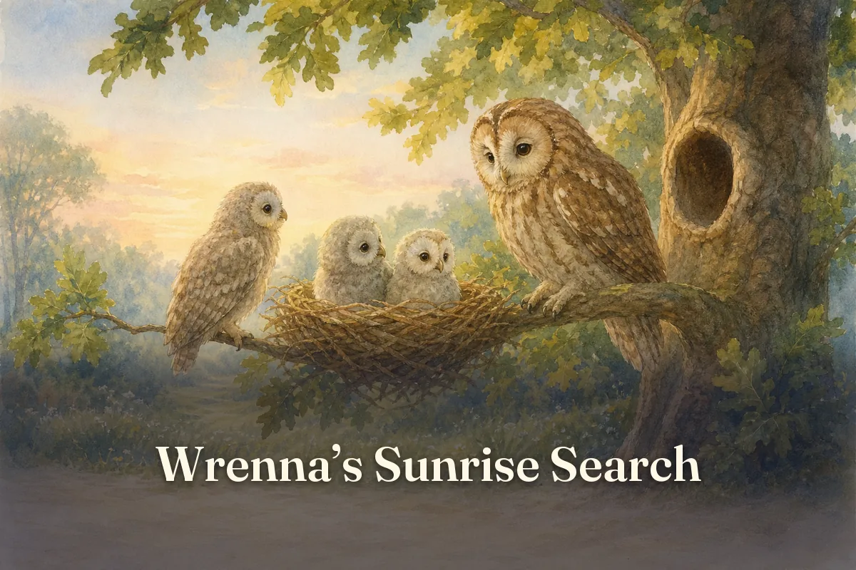 Cover of the children’s story “Wrenna’s Sunrise Search”