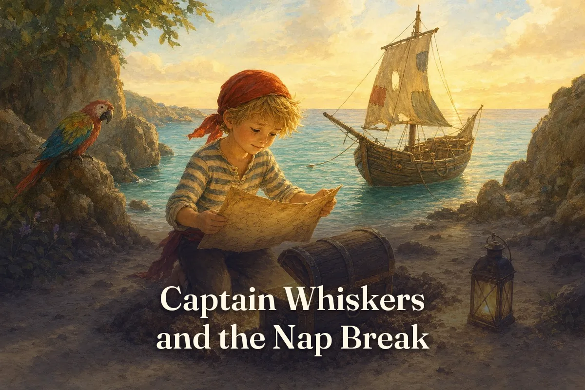 Cover of the children’s story “Captain Whiskers and the Nap Break”