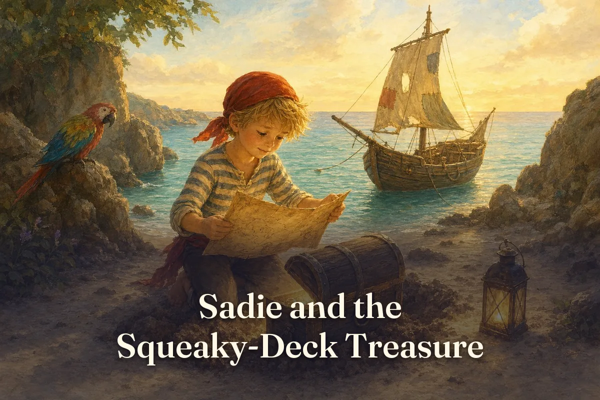 Cover of the children’s story “Sadie and the Squeaky-Deck Treasure”