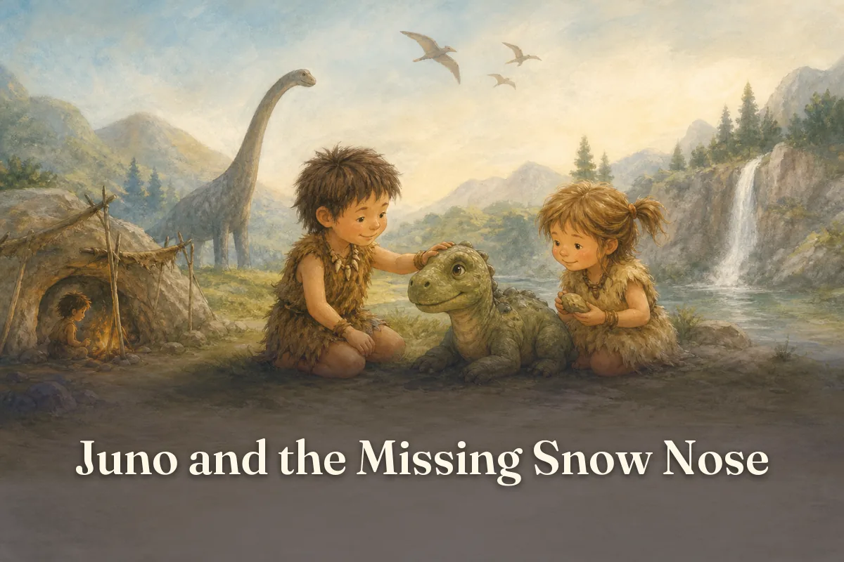 Cover of the children’s story “Juno and the Missing Snow Nose”