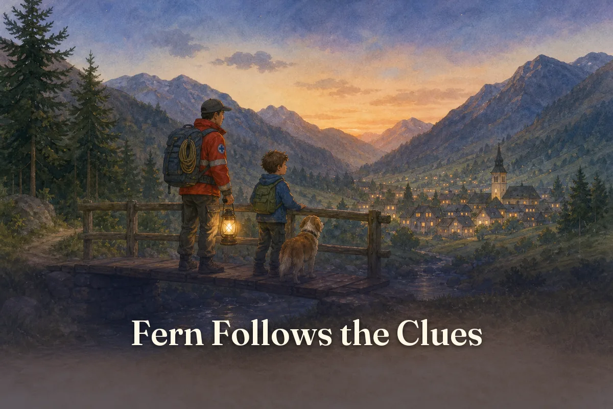 Cover of the children’s story “Fern Follows the Clues”