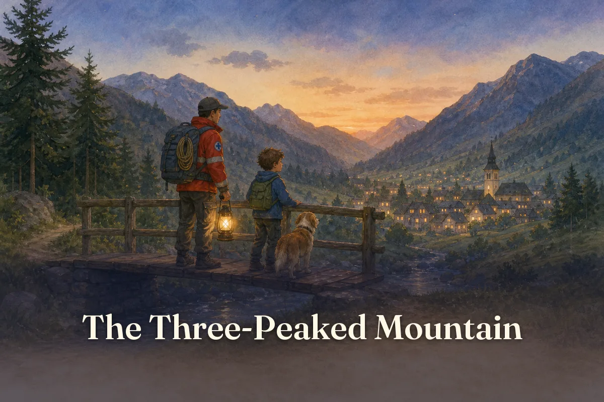 Cover of the children’s story “The Three-Peaked Mountain”